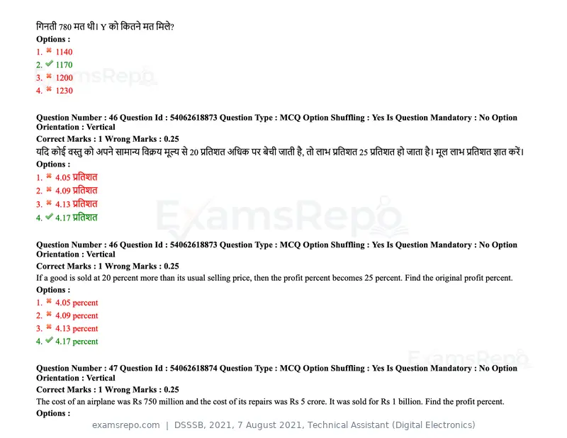 DSSSB 2021 question paper, 7 August 2021, Technical Assistant (Digital Electronics), page 42 of 156