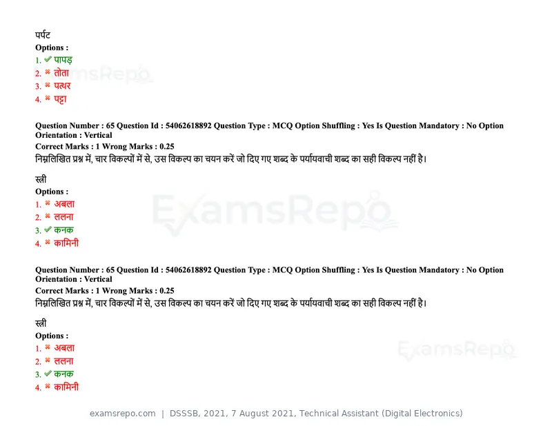 DSSSB 2021 question paper, 7 August 2021, Technical Assistant (Digital Electronics), page 59 of 156