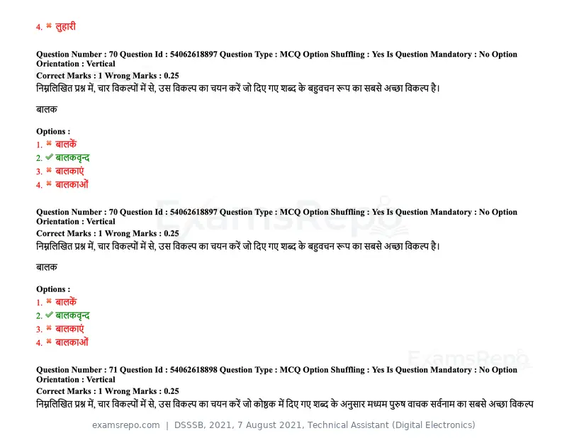 DSSSB 2021 question paper, 7 August 2021, Technical Assistant (Digital Electronics), page 63 of 156
