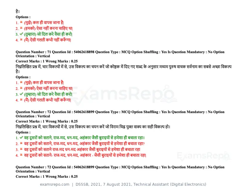 DSSSB 2021 question paper, 7 August 2021, Technical Assistant (Digital Electronics), page 64 of 156