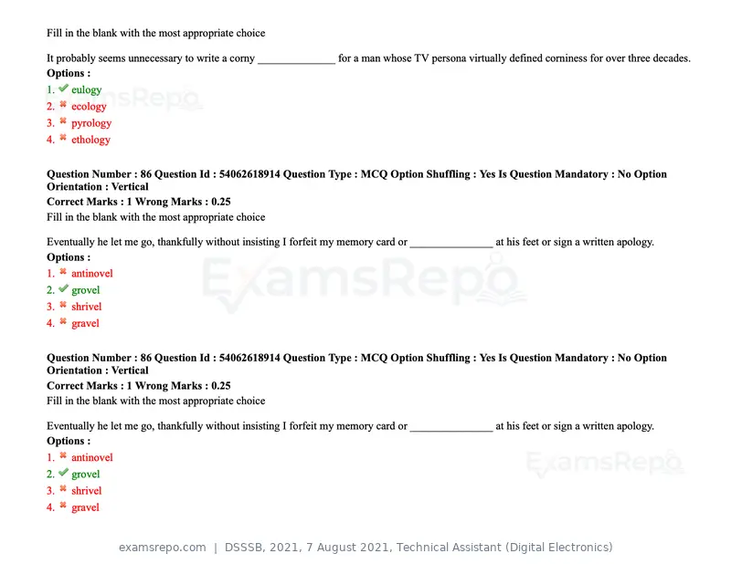 DSSSB 2021 question paper, 7 August 2021, Technical Assistant (Digital Electronics), page 76 of 156