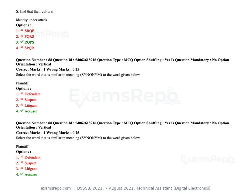 DSSSB 2021 question paper, 7 August 2021, Technical Assistant (Digital Electronics), page 78 of 156