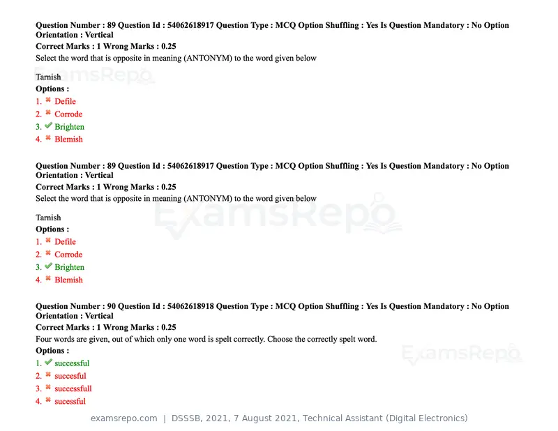 DSSSB 2021 question paper, 7 August 2021, Technical Assistant (Digital Electronics), page 79 of 156