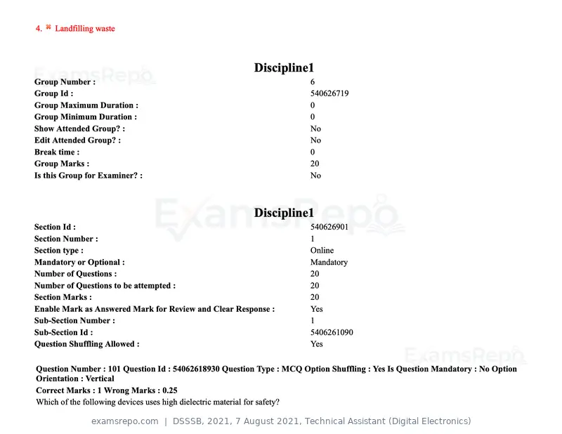DSSSB 2021 question paper, 7 August 2021, Technical Assistant (Digital Electronics), page 88 of 156