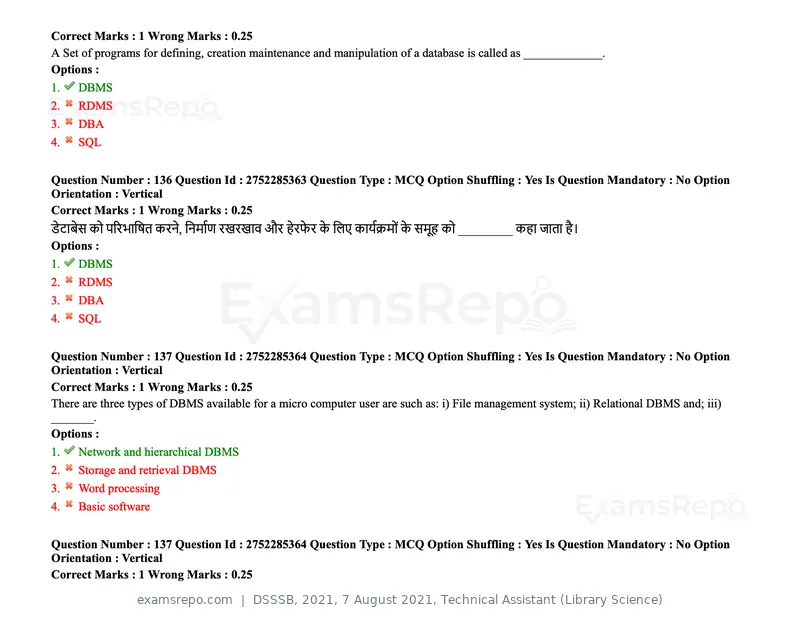 DSSSB 2021 question paper, 7 August 2021, Technical Assistant (Library Science), page 115 of 159