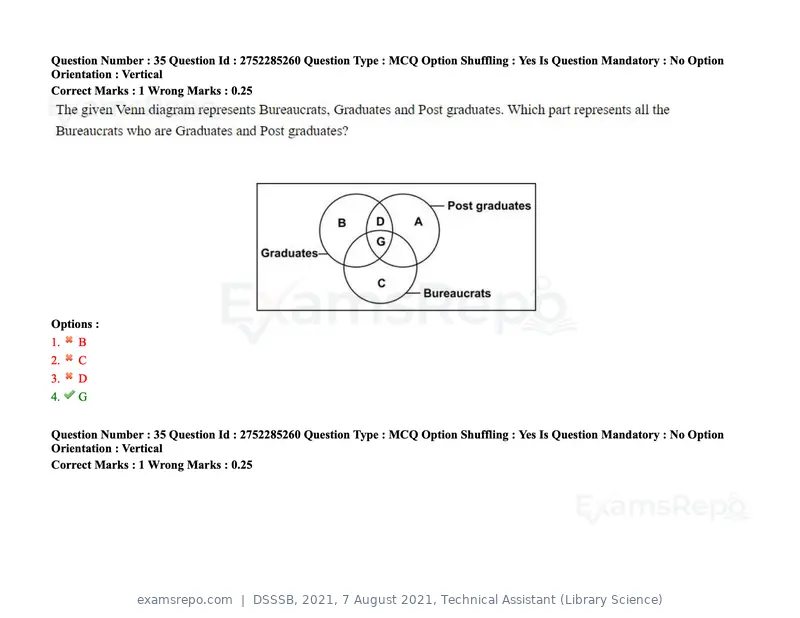 DSSSB 2021 question paper, 7 August 2021, Technical Assistant (Library Science), page 27 of 159