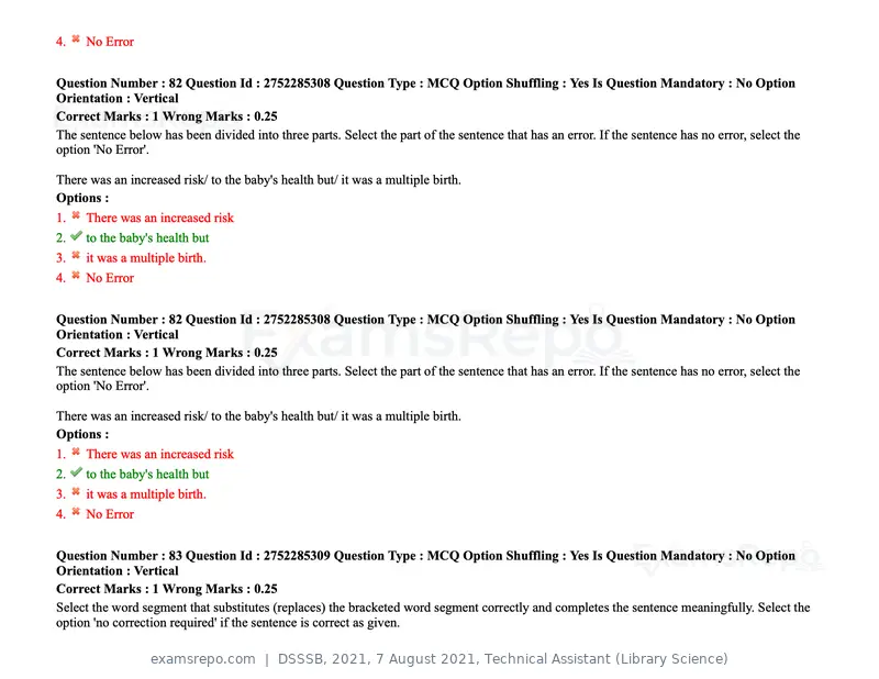 DSSSB 2021 question paper, 7 August 2021, Technical Assistant (Library Science), page 76 of 159