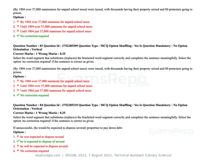 DSSSB 2021 question paper, 7 August 2021, Technical Assistant (Library Science), page 77 of 159