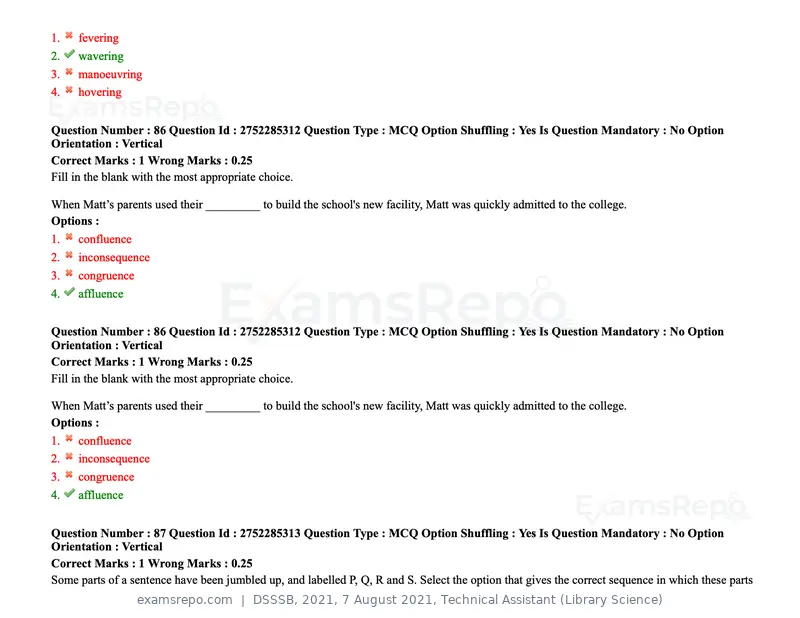 DSSSB 2021 question paper, 7 August 2021, Technical Assistant (Library Science), page 79 of 159