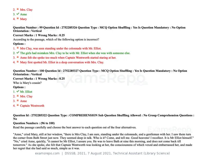 DSSSB 2021 question paper, 7 August 2021, Technical Assistant (Library Science), page 88 of 159