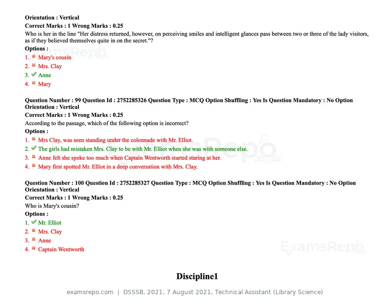 DSSSB 2021 question paper, 7 August 2021, Technical Assistant (Library Science), page 90 of 159