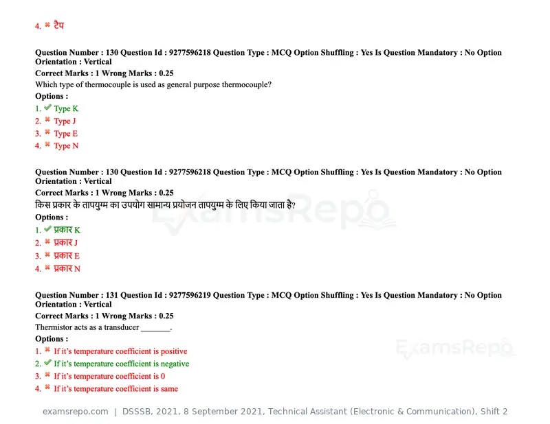 DSSSB 2021 question paper, 8 September 2021, Technical Assistant (Electronic & Communication), Shift 2, page 108 of 157