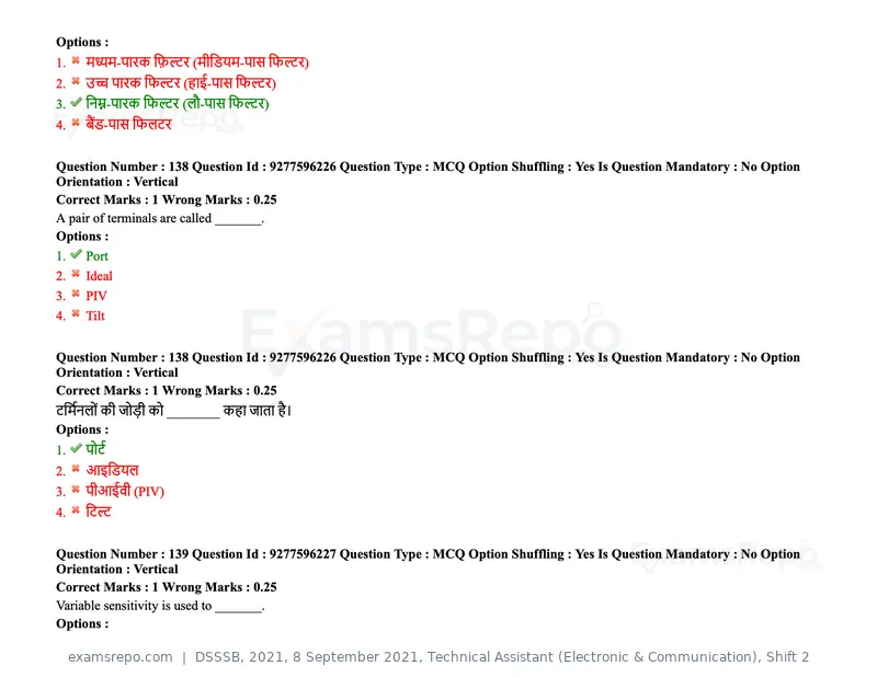 DSSSB 2021 question paper, 8 September 2021, Technical Assistant (Electronic & Communication), Shift 2, page 113 of 157