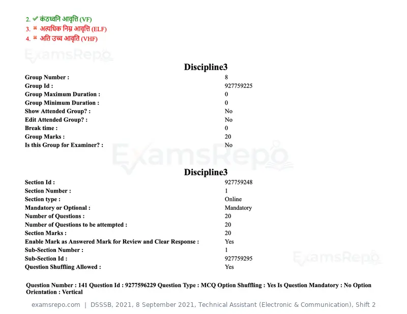 DSSSB 2021 question paper, 8 September 2021, Technical Assistant (Electronic & Communication), Shift 2, page 115 of 157