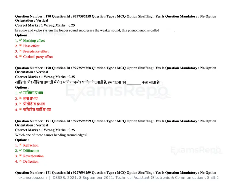 DSSSB 2021 question paper, 8 September 2021, Technical Assistant (Electronic & Communication), Shift 2, page 137 of 157