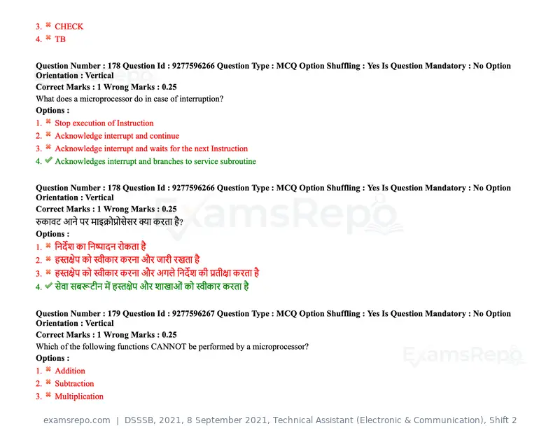 DSSSB 2021 question paper, 8 September 2021, Technical Assistant (Electronic & Communication), Shift 2, page 142 of 157