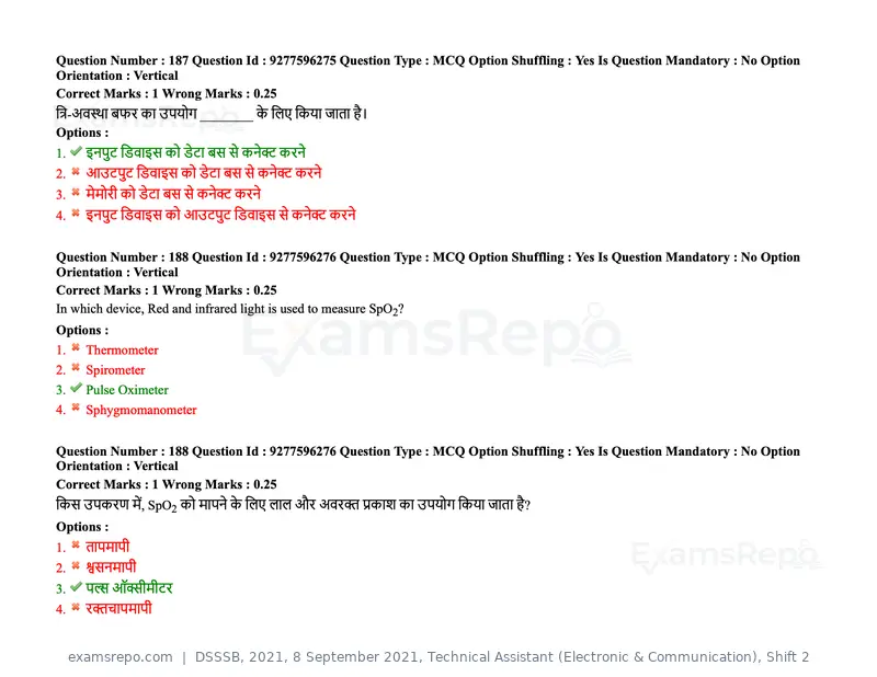 DSSSB 2021 question paper, 8 September 2021, Technical Assistant (Electronic & Communication), Shift 2, page 149 of 157