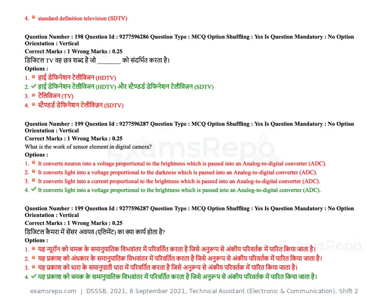 DSSSB 2021 question paper, 8 September 2021, Technical Assistant (Electronic & Communication), Shift 2, page 156 of 157