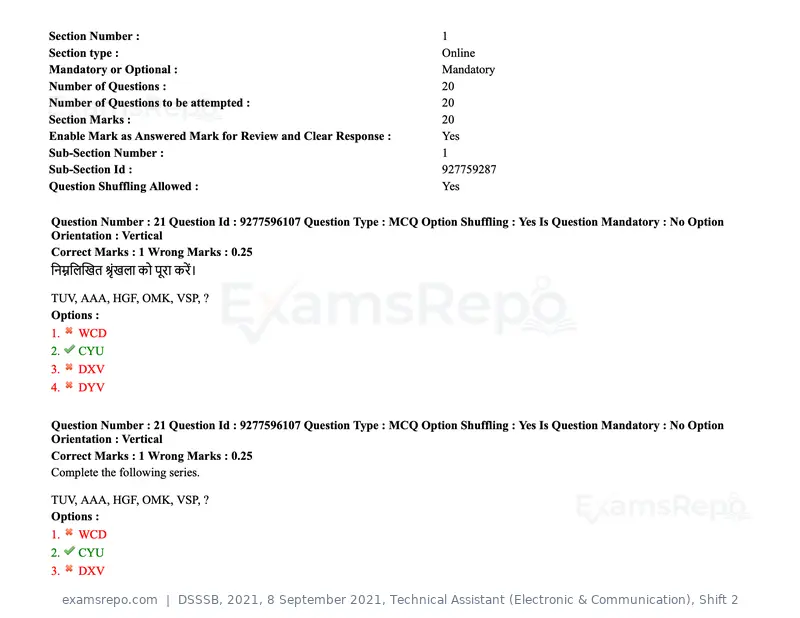 DSSSB 2021 question paper, 8 September 2021, Technical Assistant (Electronic & Communication), Shift 2, page 16 of 157