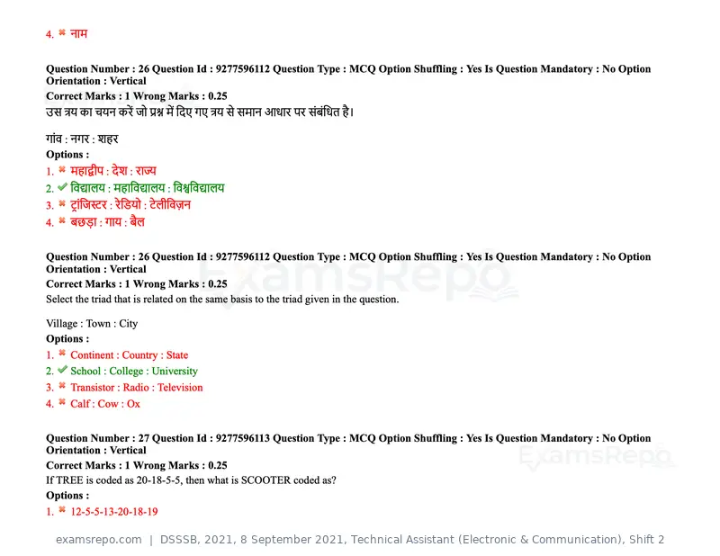 DSSSB 2021 question paper, 8 September 2021, Technical Assistant (Electronic & Communication), Shift 2, page 20 of 157