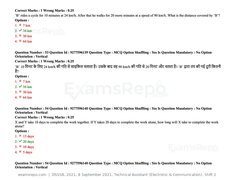 DSSSB 2021 question paper, 8 September 2021, Technical Assistant (Electronic & Communication), Shift 2, page 47 of 157