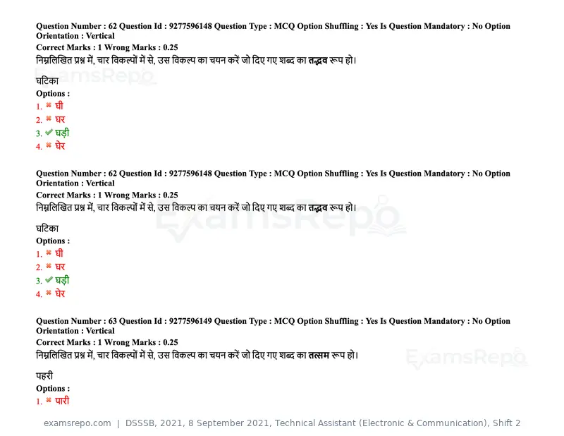 DSSSB 2021 question paper, 8 September 2021, Technical Assistant (Electronic & Communication), Shift 2, page 57 of 157