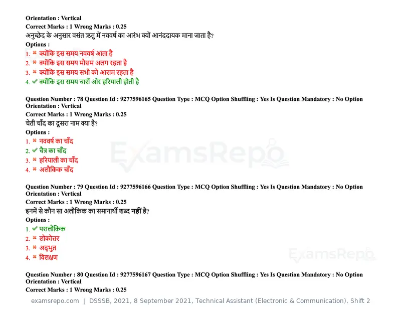 DSSSB 2021 question paper, 8 September 2021, Technical Assistant (Electronic & Communication), Shift 2, page 68 of 157