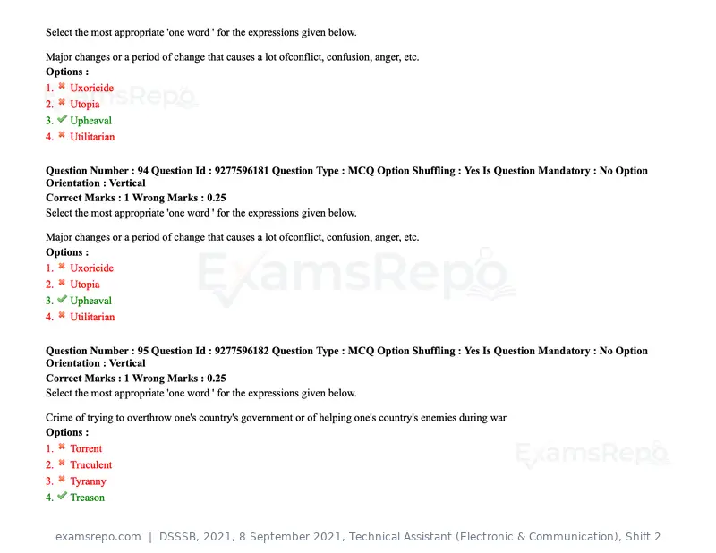 DSSSB 2021 question paper, 8 September 2021, Technical Assistant (Electronic & Communication), Shift 2, page 82 of 157