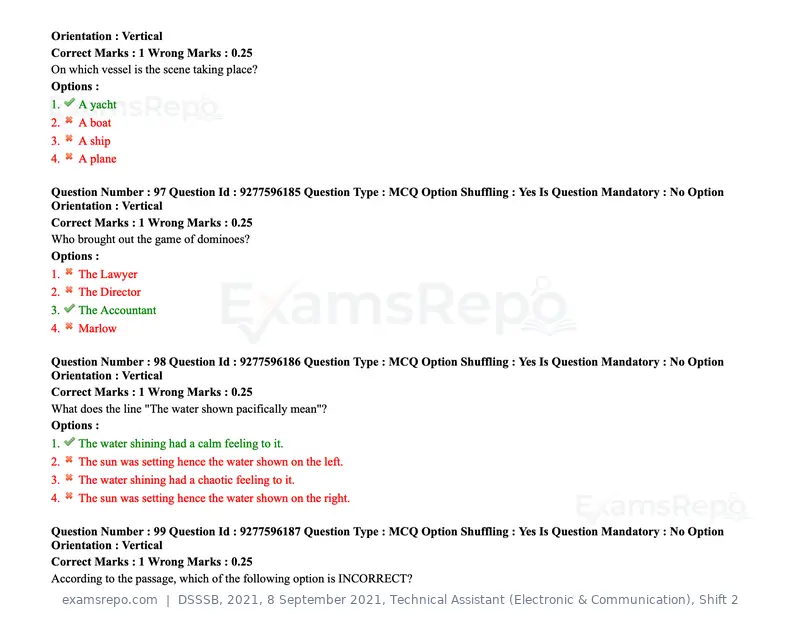 DSSSB 2021 question paper, 8 September 2021, Technical Assistant (Electronic & Communication), Shift 2, page 84 of 157