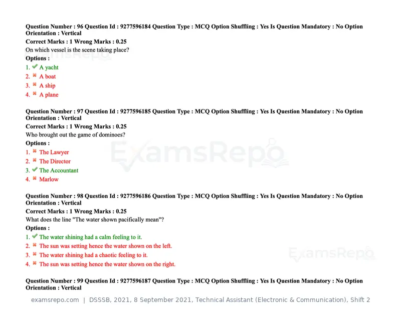 DSSSB 2021 question paper, 8 September 2021, Technical Assistant (Electronic & Communication), Shift 2, page 86 of 157