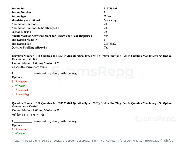 DSSSB 2021 question paper, 8 September 2021, Technical Assistant (Electronic & Communication), Shift 2, page 88 of 157