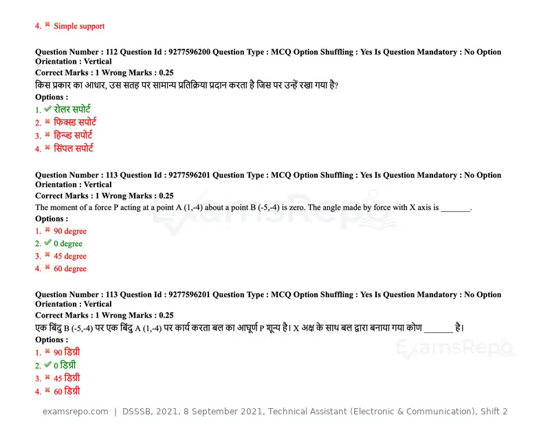 DSSSB 2021 question paper, 8 September 2021, Technical Assistant (Electronic & Communication), Shift 2, page 96 of 157