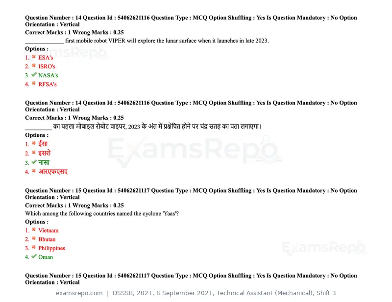 DSSSB 2021 question paper, 8 September 2021, Technical Assistant (Mechanical), Shift 3, page 11 of 158