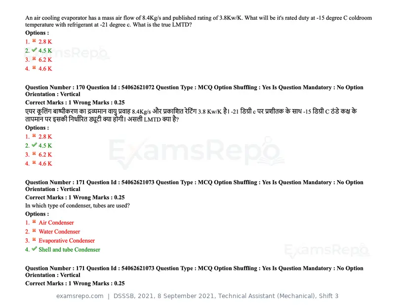 DSSSB 2021 question paper, 8 September 2021, Technical Assistant (Mechanical), Shift 3, page 138 of 158