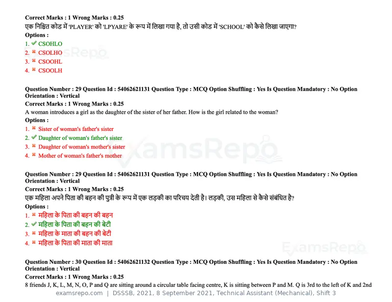 DSSSB 2021 question paper, 8 September 2021, Technical Assistant (Mechanical), Shift 3, page 22 of 158