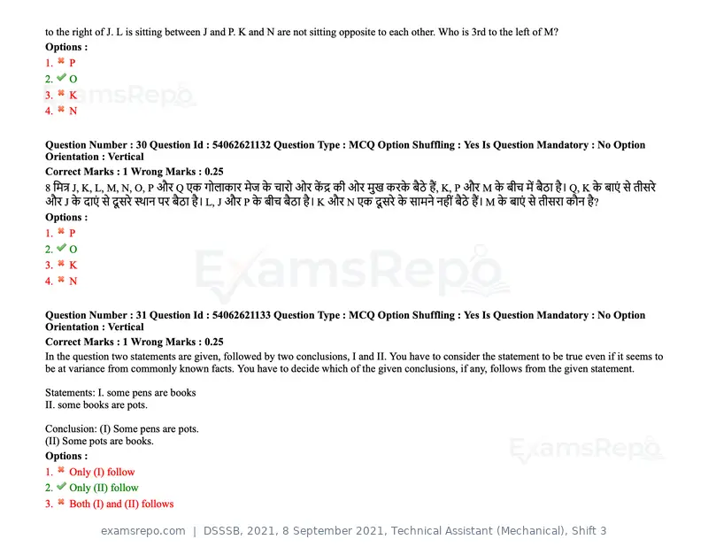 DSSSB 2021 question paper, 8 September 2021, Technical Assistant (Mechanical), Shift 3, page 23 of 158