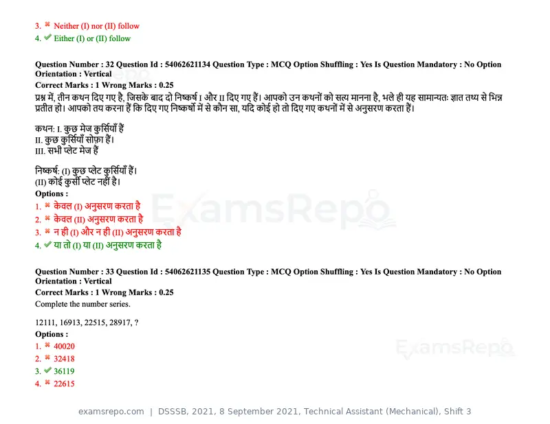 DSSSB 2021 question paper, 8 September 2021, Technical Assistant (Mechanical), Shift 3, page 25 of 158