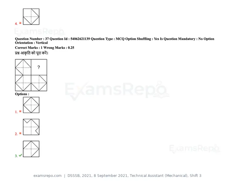 DSSSB 2021 question paper, 8 September 2021, Technical Assistant (Mechanical), Shift 3, page 31 of 158