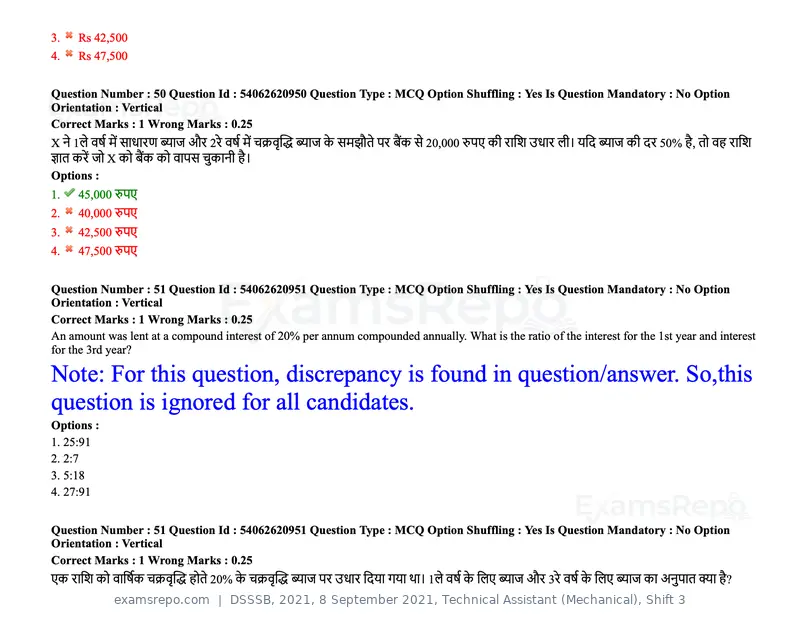 DSSSB 2021 question paper, 8 September 2021, Technical Assistant (Mechanical), Shift 3, page 46 of 158