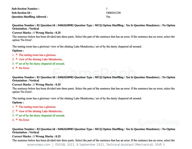 DSSSB 2021 question paper, 8 September 2021, Technical Assistant (Mechanical), Shift 3, page 72 of 158