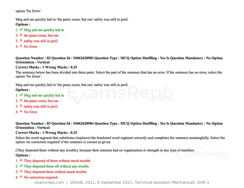 DSSSB 2021 question paper, 8 September 2021, Technical Assistant (Mechanical), Shift 3, page 73 of 158