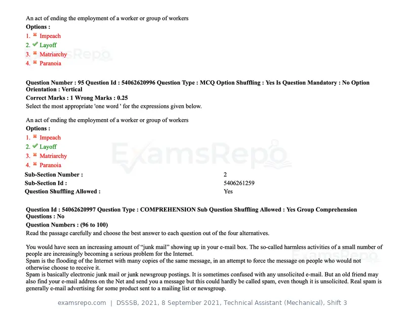 DSSSB 2021 question paper, 8 September 2021, Technical Assistant (Mechanical), Shift 3, page 83 of 158