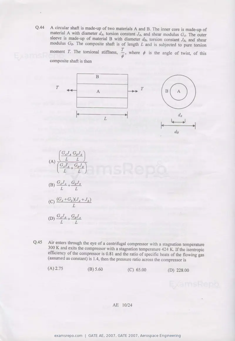 GATE AE 2007 question paper, GATE 2007, Aerospace Engineering, page 10 of 21