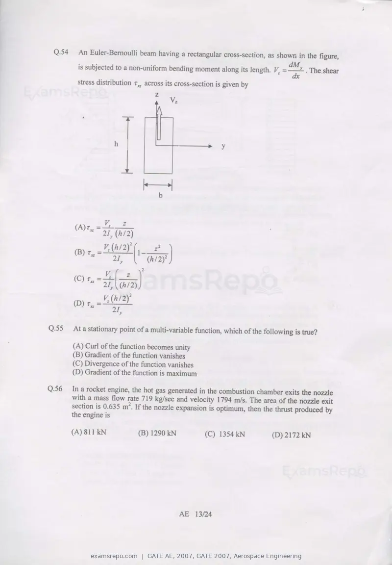 GATE AE 2007 question paper, GATE 2007, Aerospace Engineering, page 13 of 21