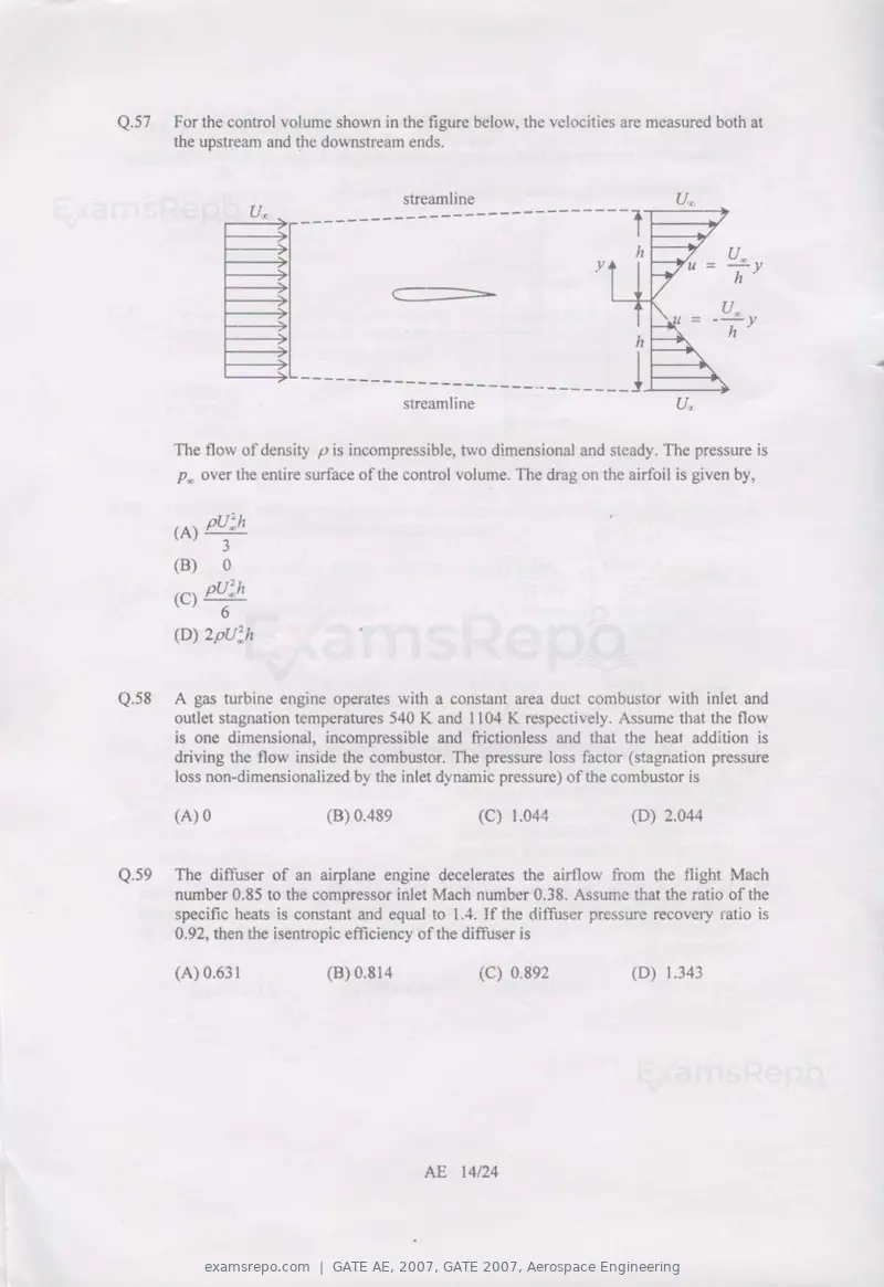 GATE AE 2007 question paper, GATE 2007, Aerospace Engineering, page 14 of 21