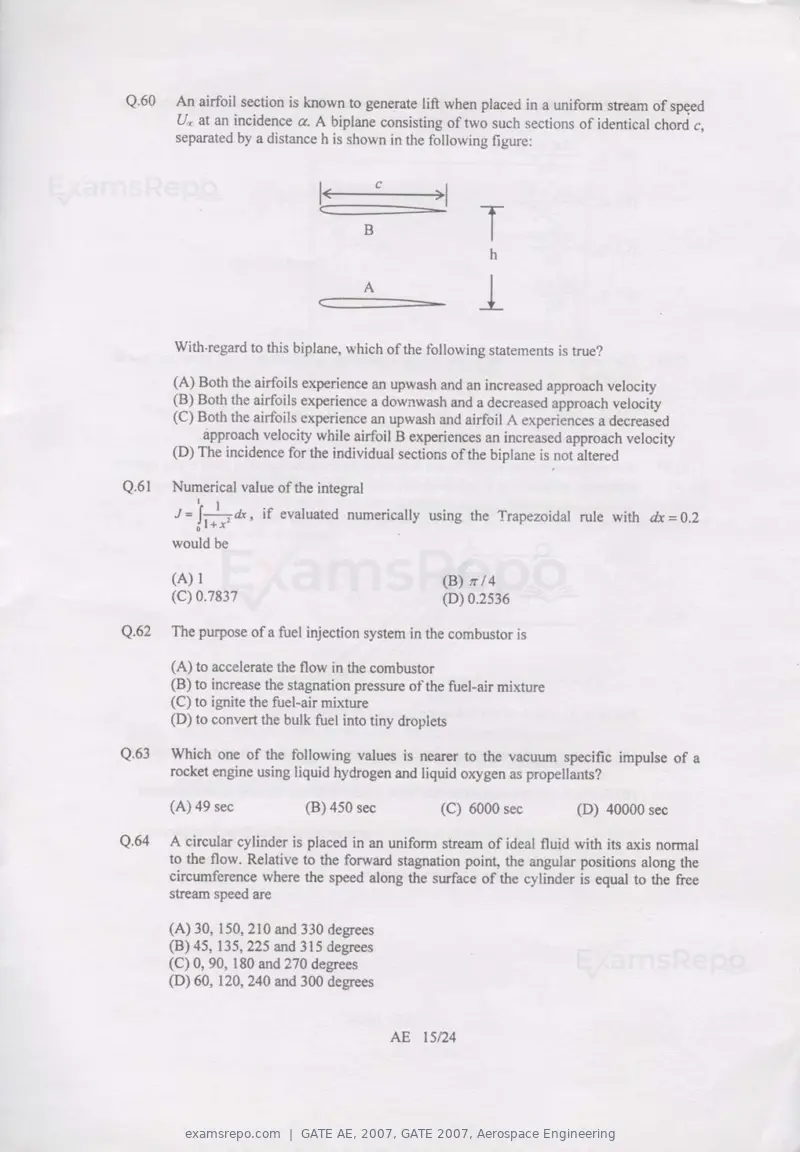 GATE AE 2007 question paper, GATE 2007, Aerospace Engineering, page 15 of 21