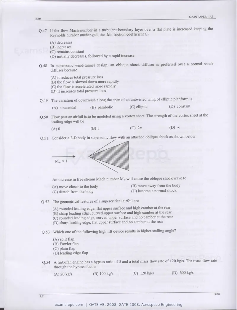 GATE AE 2008 question paper, GATE 2008, Aerospace Engineering, page 8 of 14
