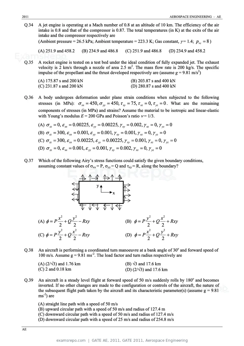 GATE AE 2011 question paper, GATE 2011, Aerospace Engineering, page 6 of 11