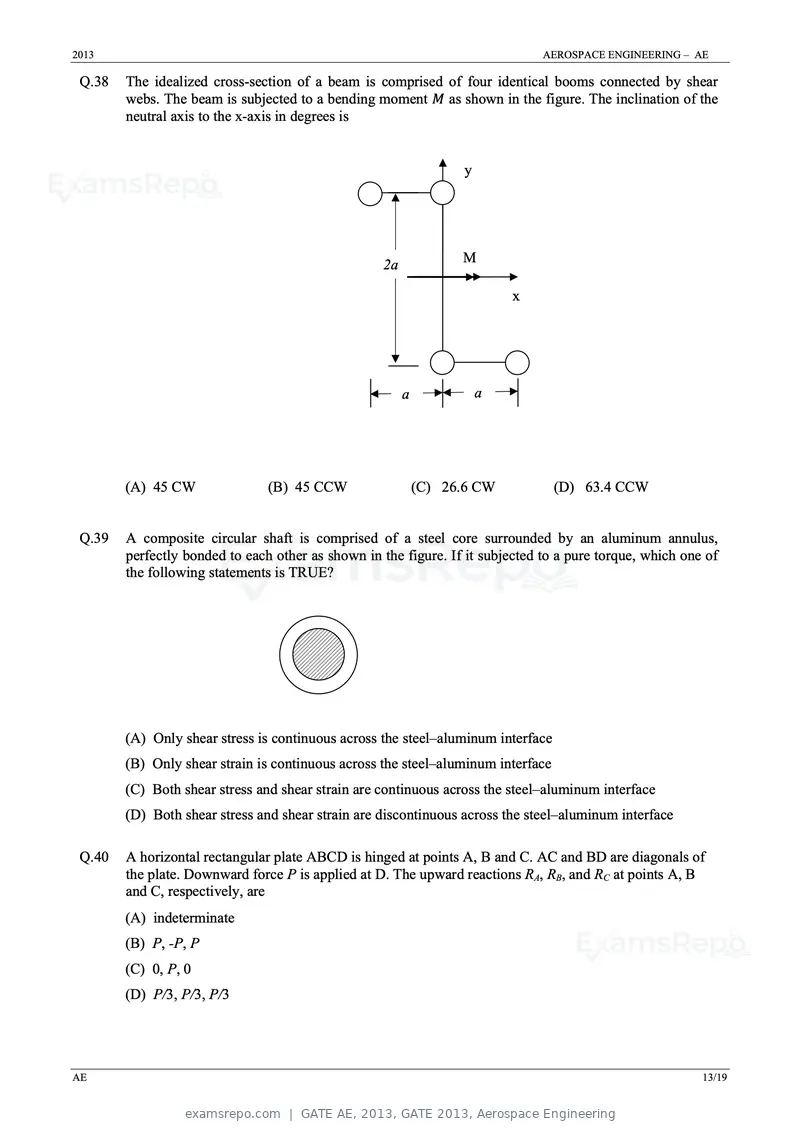 GATE AE 2013 question paper, GATE 2013, Aerospace Engineering, page 13 of 19