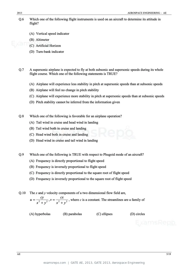 GATE AE 2013 question paper, GATE 2013, Aerospace Engineering, page 5 of 19